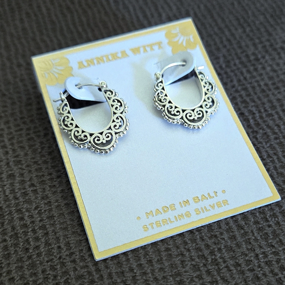 Annika Witt Small Sterling Silver🤍 Bali🇲🇨 Tribal Earrings - Picture 13 of 16